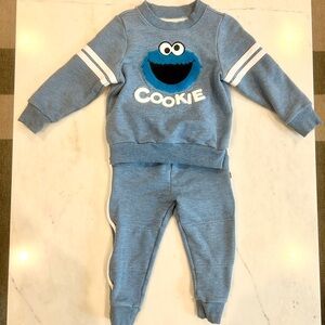 Sesame Street Cookie Monster Crewneck Sweatshirt + Jogger Set